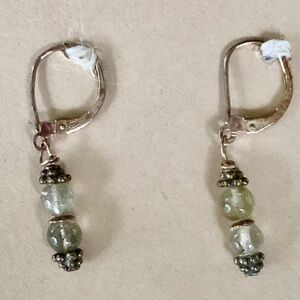 Silver and Grey Bead Drop Earrings